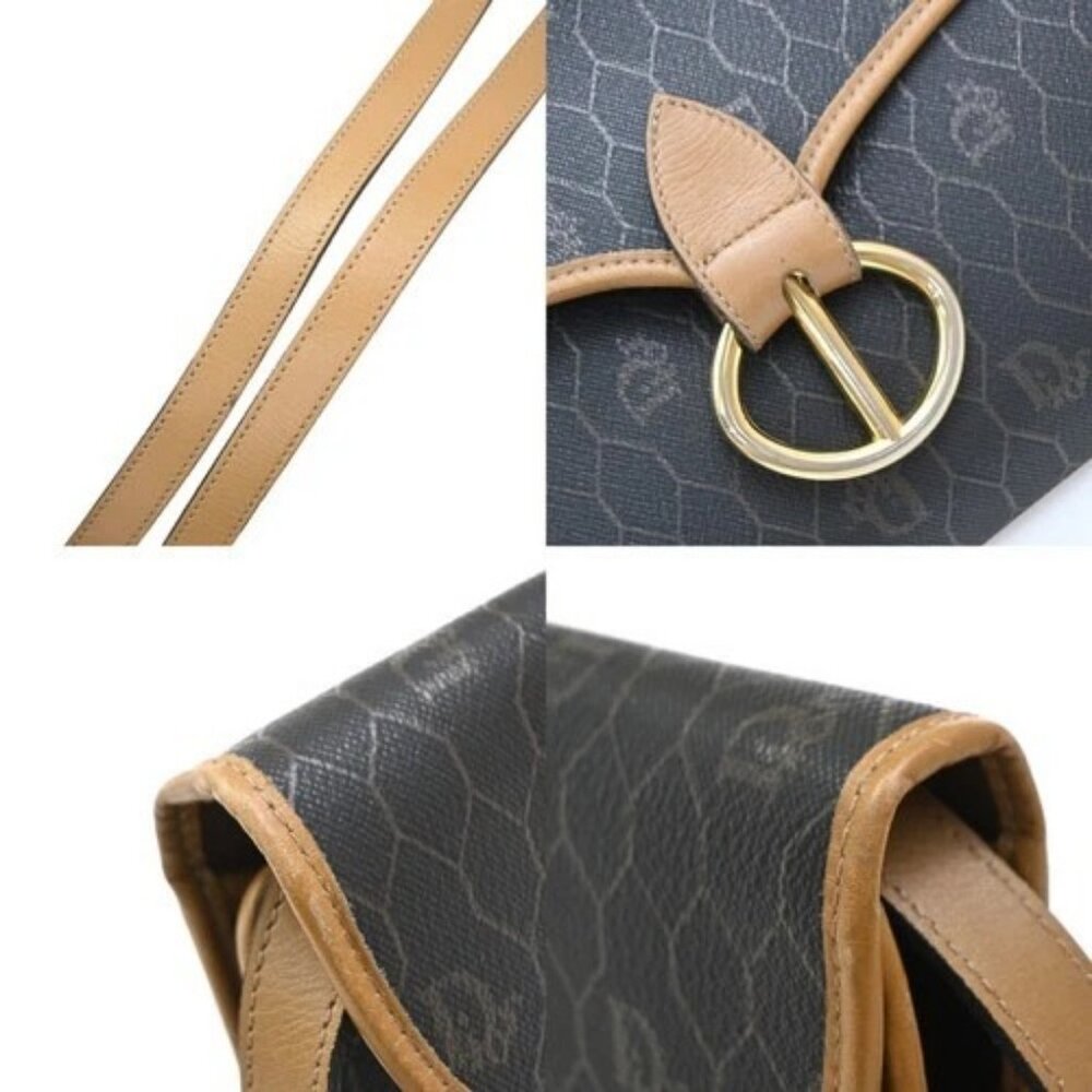 CHRISTIAN DIOR Honeycomb Chain Shoulder Bag PVC Leather Brown Gray GHW 39EG208 - Picture 8 of 14
